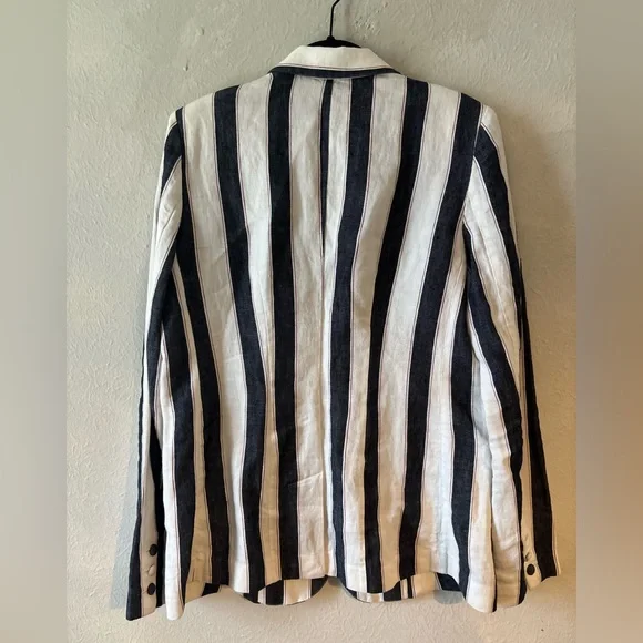 Frame‎ Striped Black and White Women's Blazer - Picture 5 of 5